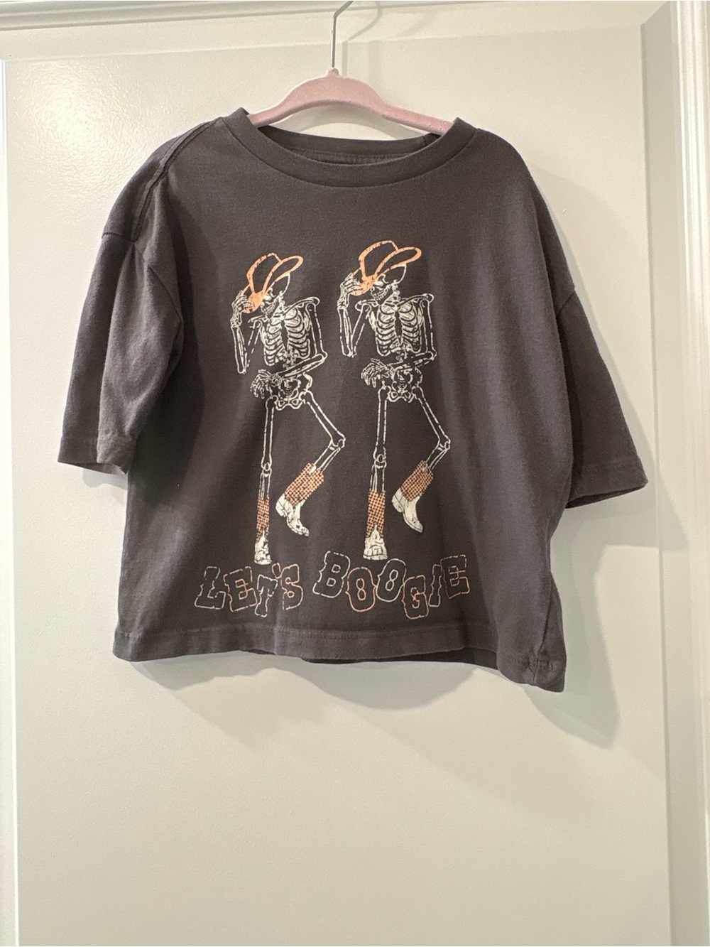 Kids Black 'Let's Boogie' Graphic Tee with Orange Accents